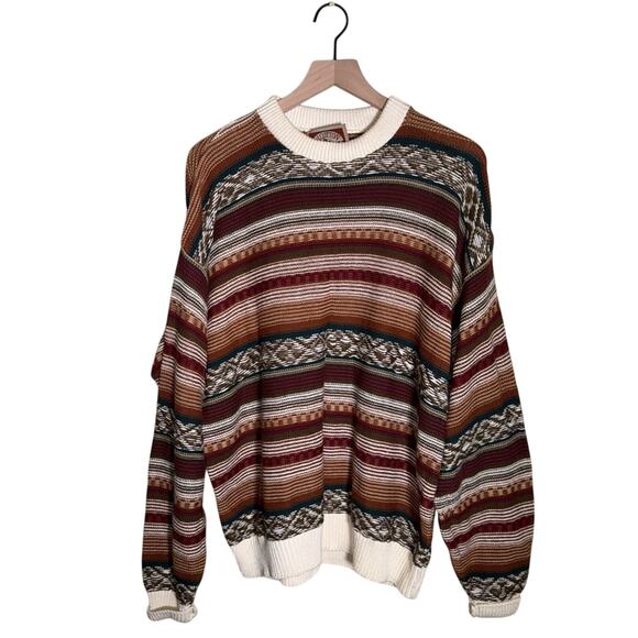 cj cotton company Other - VNTG CJ COTTON COMPANY grandpa style eclectic Striped Multicolor Men's Sweater L